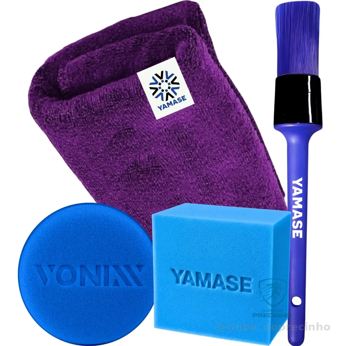 Kit Limpeza Automotiva Pano Toalha Flanela de Microfibra + Pincel Detalhamento + Aplicador de Espuma Vonixx