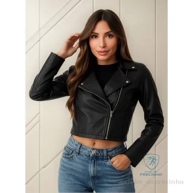 Jaqueta Feminina Courinho Com Zíper Gola Polo