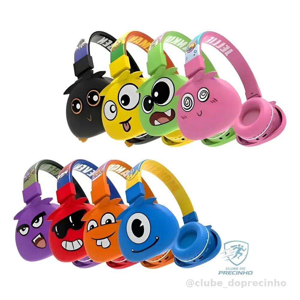 Fone De Ouvido Infantil Bluetooth Altomex B-19 Monstrinhos Preto