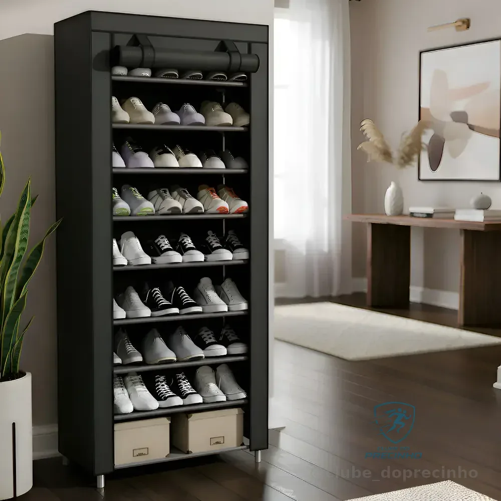 Sapateira Organizador De Sapatos Com 9 Prateleiras Tnt Cor Preto