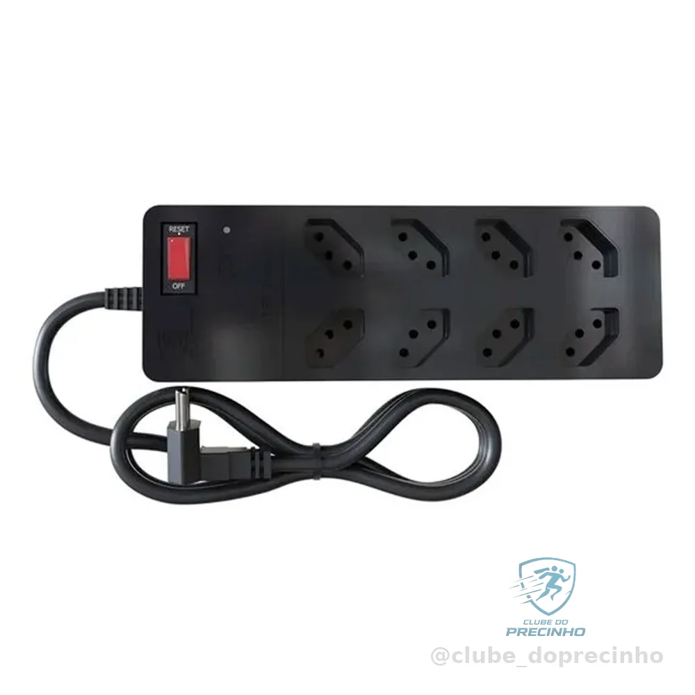 FILTRO DE LINHA + DPS ICLAMPER 8 TOMADAS LCF PRETO