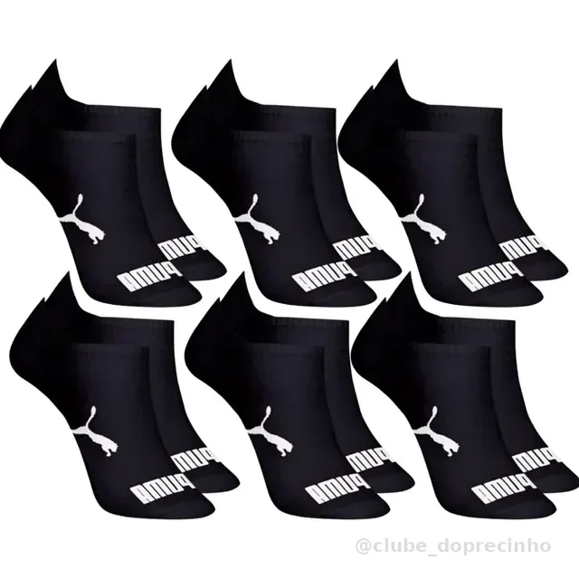 Kit 6 Pares Meias Invisível Puma Sapatilha Adulto Original
