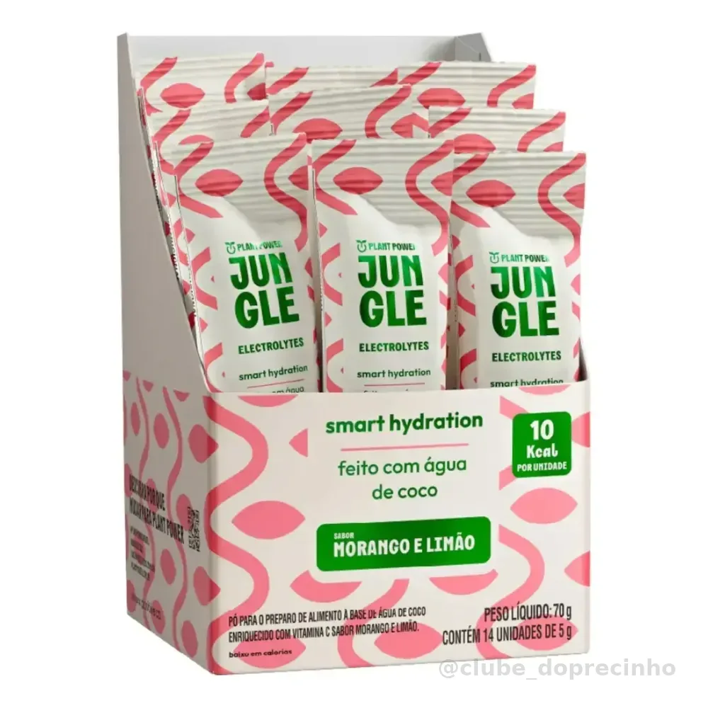 Jungle Eletrólitos Em Pó Plant Power Caixa Com 14 Sachês 5g Morango/limão