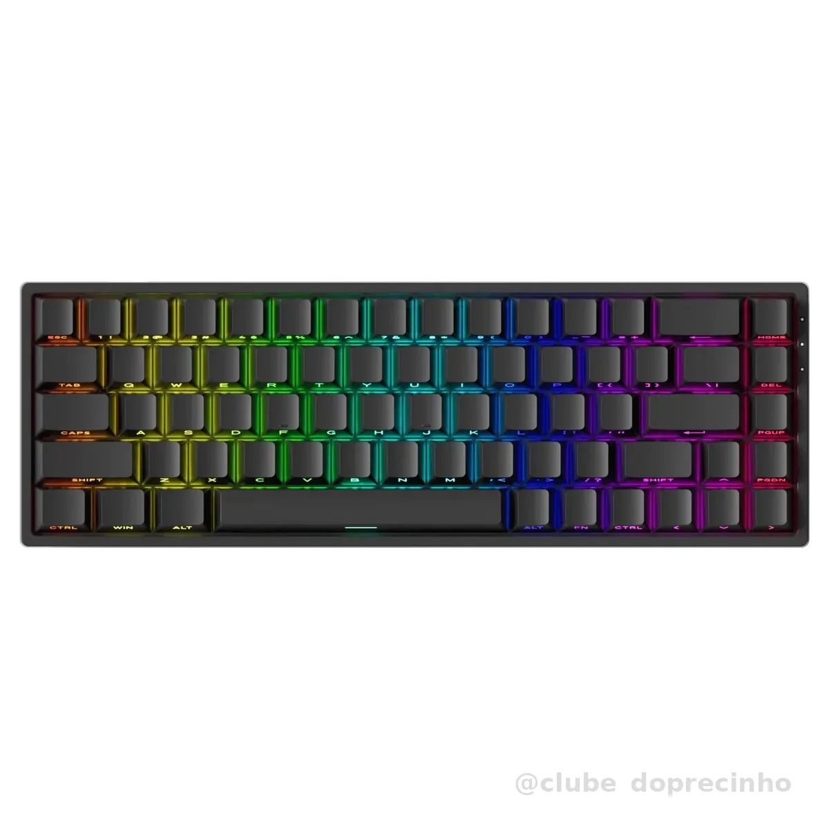 Teclado Magnético Gamer Akko Monsgeek Fun68 RGB Preto 8K Switch Akko Glare Linear Hall Effect ANSI Rapid Trigger SOCD DKS Mod Tap