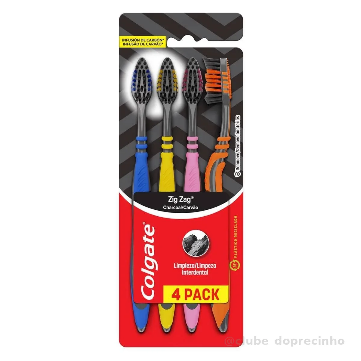 Escova de Dente Colgate ZigZag Carvão 4 unid