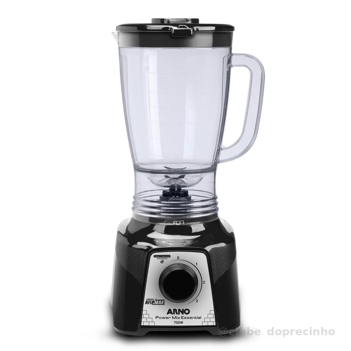 Liquidificador Arno Power Mix 700W LQ19, Preto, Jarra de 2,4L, 4 Lâminas AFIAMAX 18% Mais Afiadas, 3 Velocidades, Alta Durabilidade e Desempenho Superior, 110V