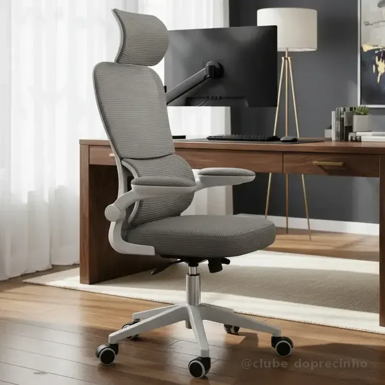 Cadeira Escritório Ergonômica Genebra G500 Luvinco Cor Cinza Com Suporte Lombar Estofado Mesh Malha