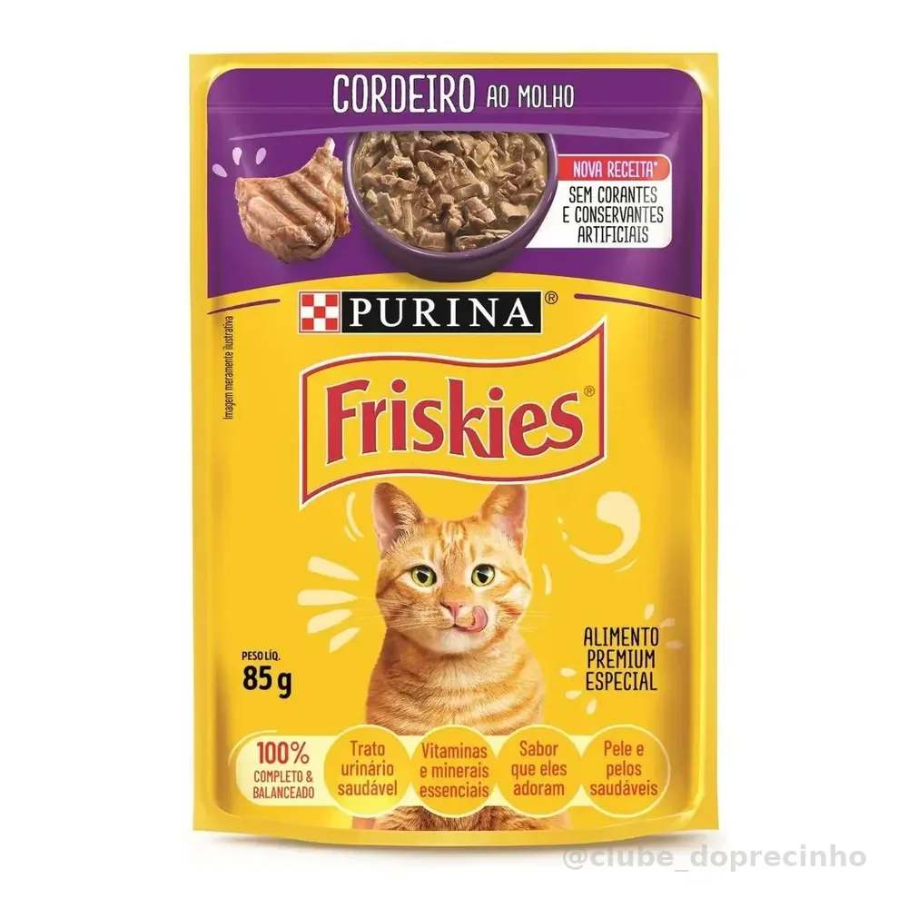 Ração Úmida PURINA FRISKIES para Gatos Adultos Cordeiro ao molho 85g - com 15 unidades