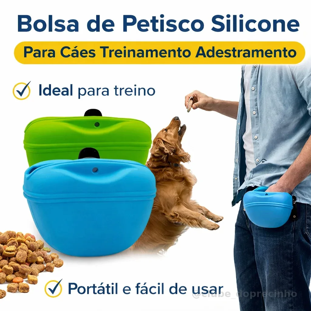 Bolsa de Petisco Silicone para Cães Adestramento Treinamento Porta Snack Pet Passeio