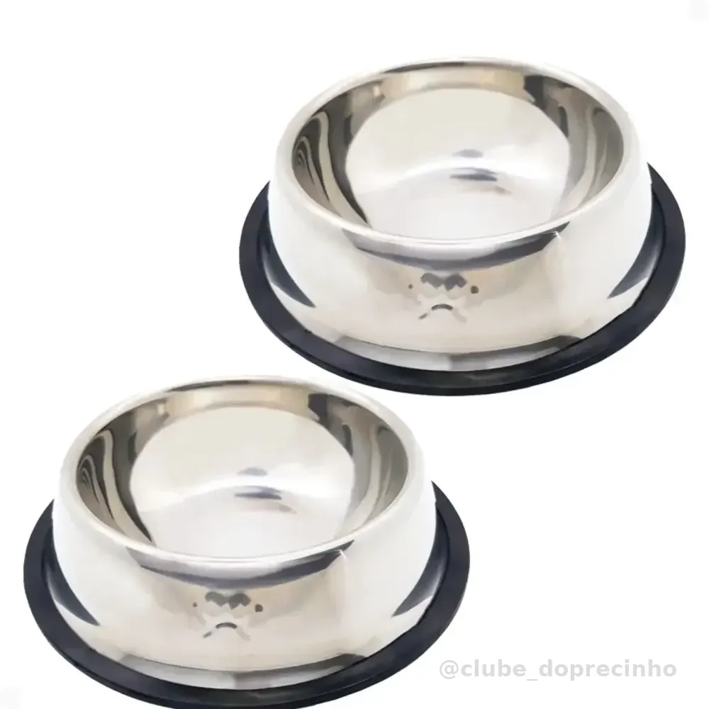 Tigela Para Gato Cachorro Coelhos 2 Unidades Inox Promoção Inox