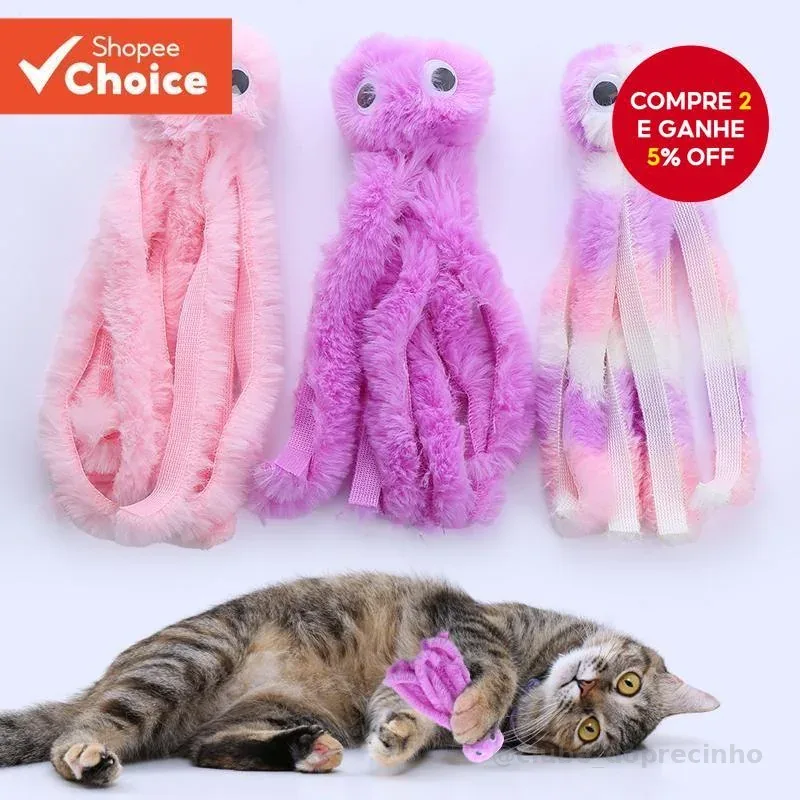 Brinquedo de Pelúcia Fofo em Forma de Polvo Resistente à Mordida para Pet Supplies