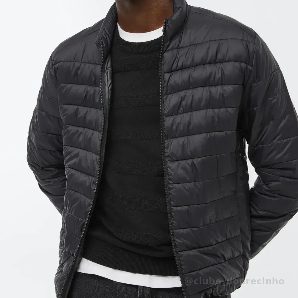 Jaqueta Masculina Puffer Matelassê + Saquinho Hering Preto M