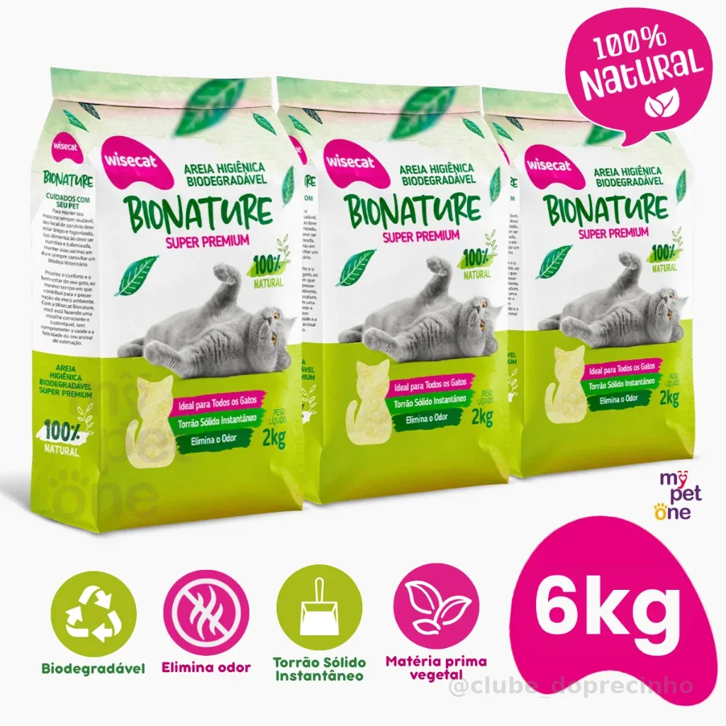 Areia Biodegradável Para Gatos Bionature Grossa Verde - 2Kg