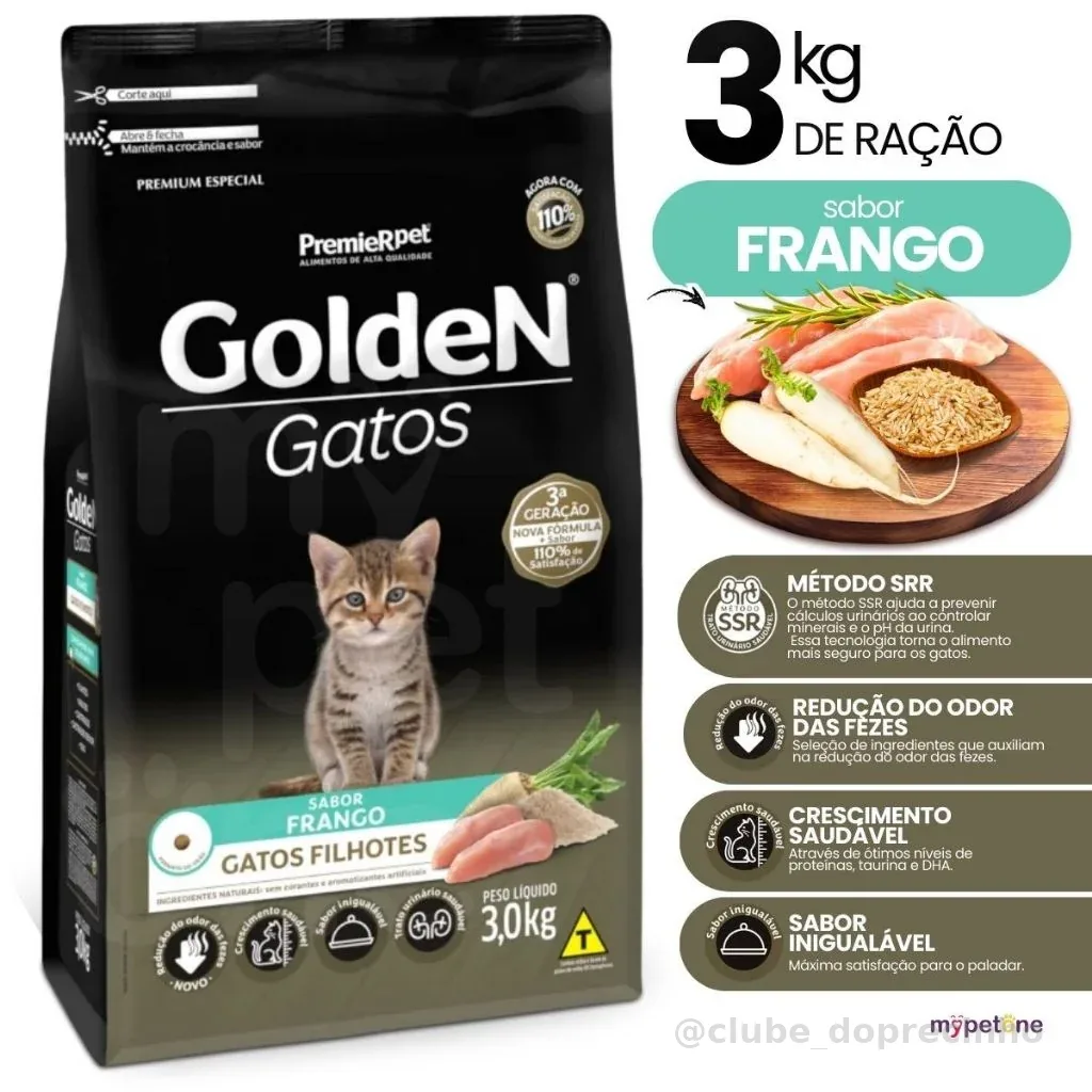Ração Premier Golden para Gatos Filhotes Sabor Frango 3kg
