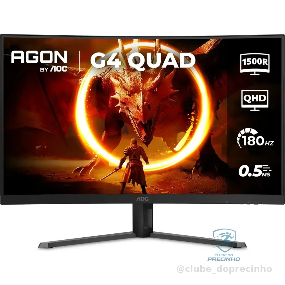 Monitor Gamer Curvo Aoc Agon Quad 32 180hz 0,5ms Cq32g4e Preto