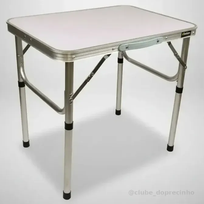 Mesa Portátil Dobrável Alumínio Mdf 60x45x56 Cm Titanium Platina