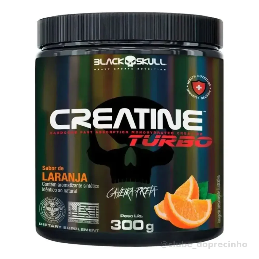 Creatina Turbo Laranja Em Pote 300g Black Skull Suplemento Em Pó