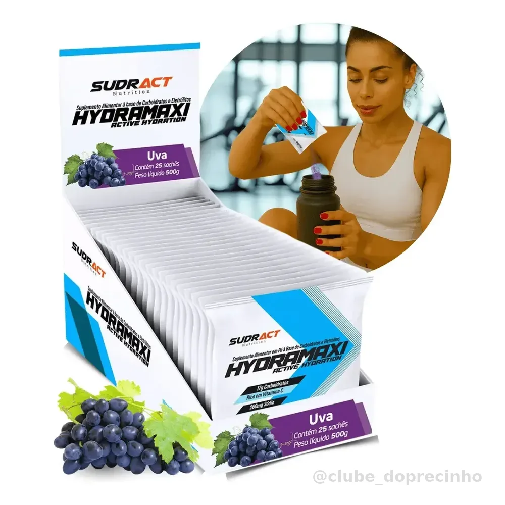 Isotônico Sudract Hydramaxi Sabor Uva 25 Sachês Reposição Hidratante
