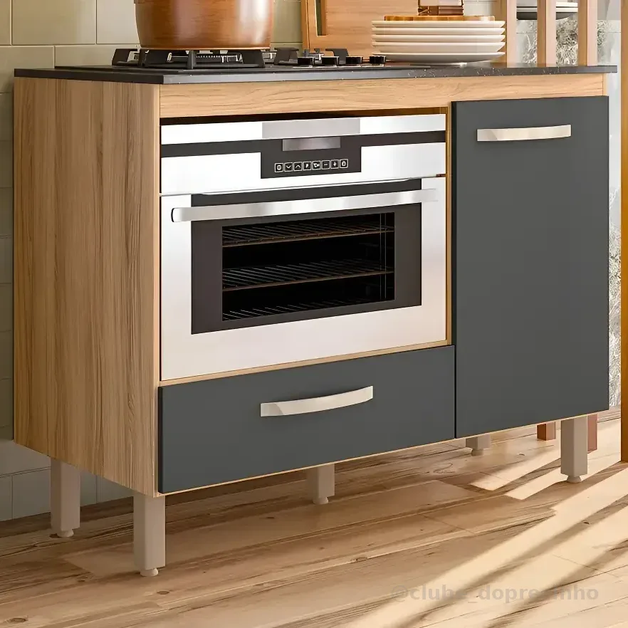 Balcão Para Cooktop 1 Porta 1 Gaveta Fit Eh Freijo/chumbo