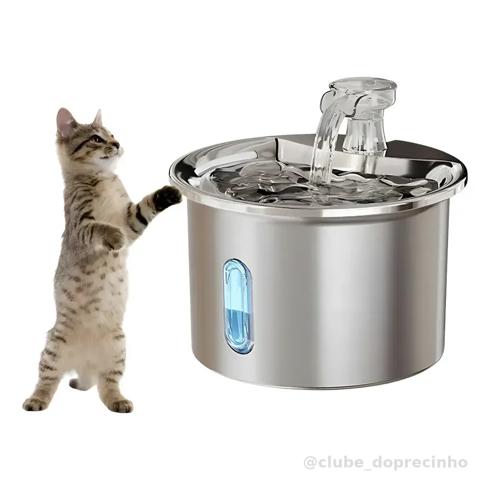 Bebedouro Fonte Água Filtro 2l Silenciosa Inox Gato Cães Pet Cor Cinza 127/220v
