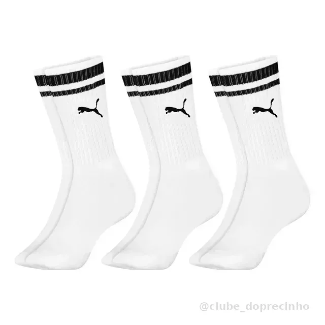 Kit 3 Pares Meias Puma Cano Alto Longo Academia Original