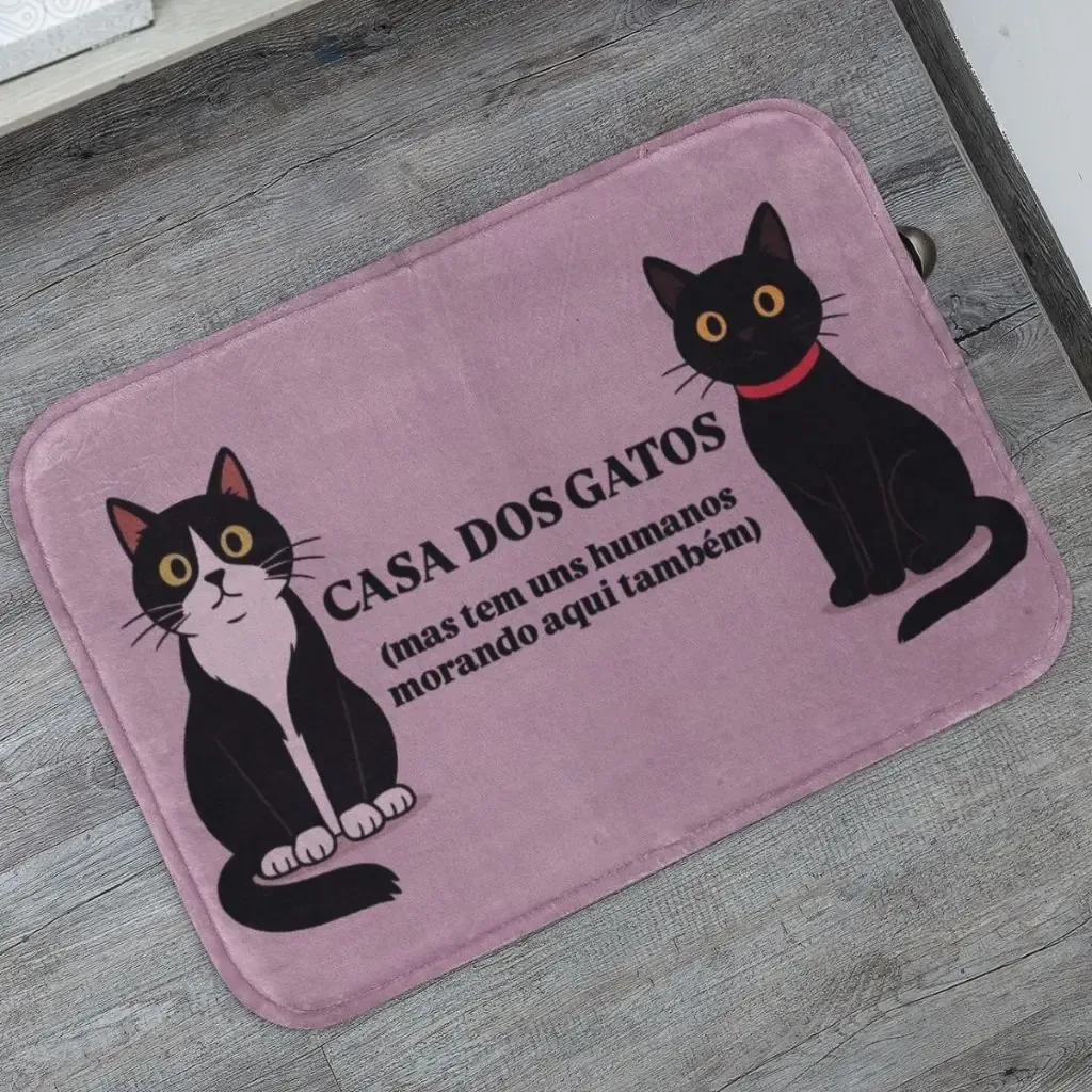 Tapete de Entrada 55x35cm Antiderrapante Casa dos Gatos