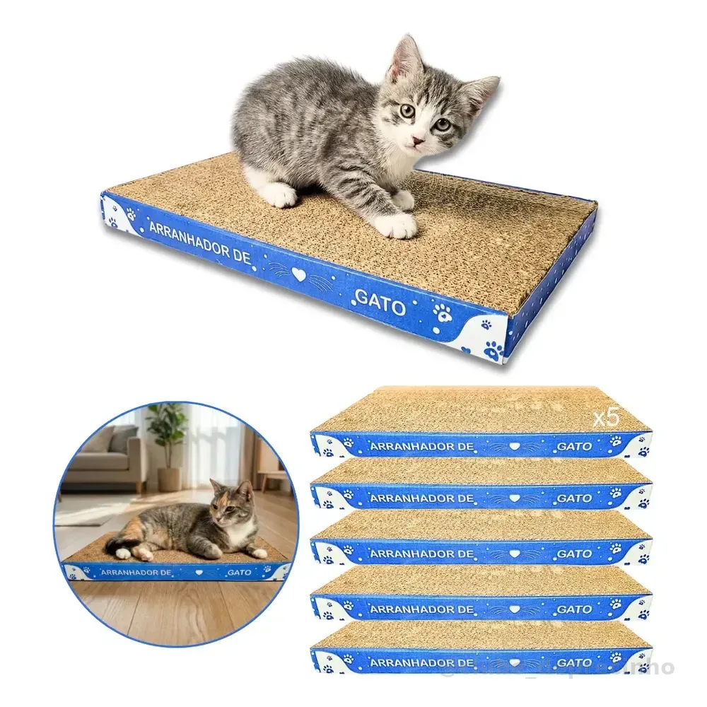 Kit 5x Arranhador Para Gato Papelão Protetor Sofá Antistress Bege