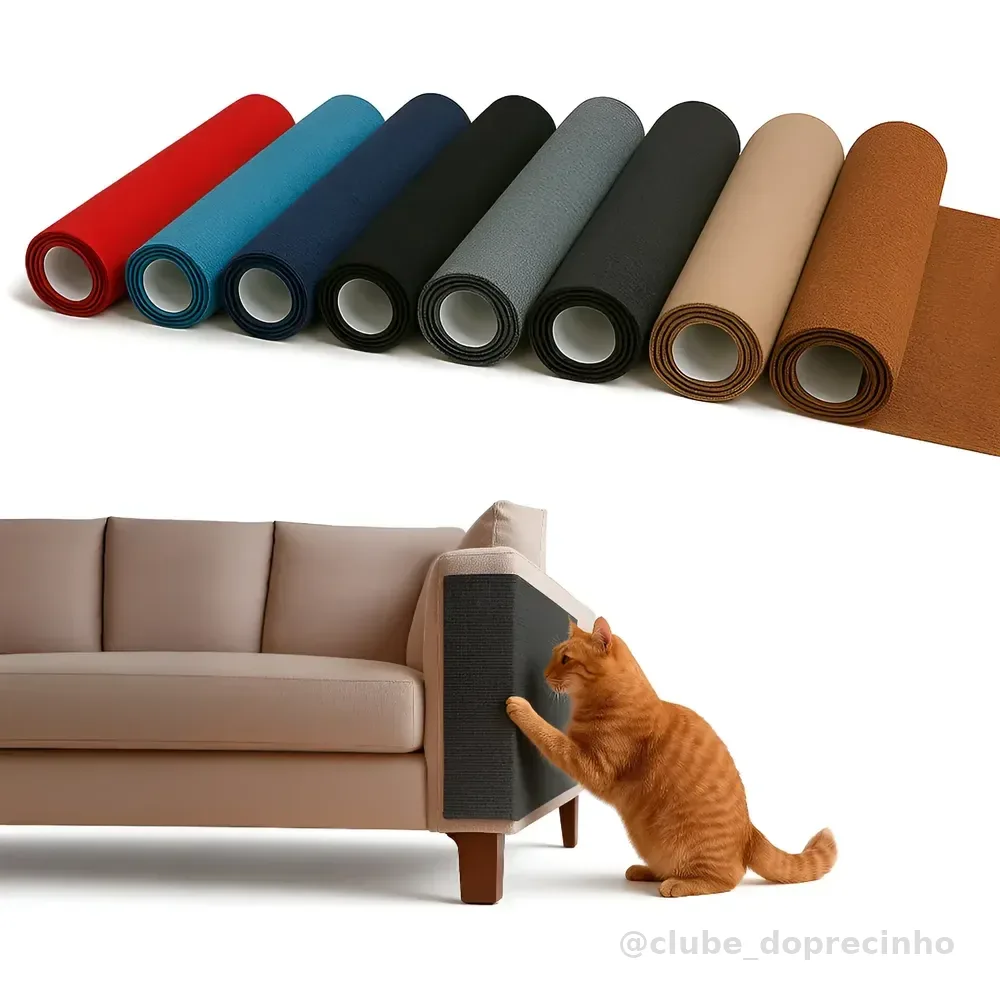 Arranhador E Protetor De Sofá Adesivo Gatos 100cmx50cm Cinza Cinza