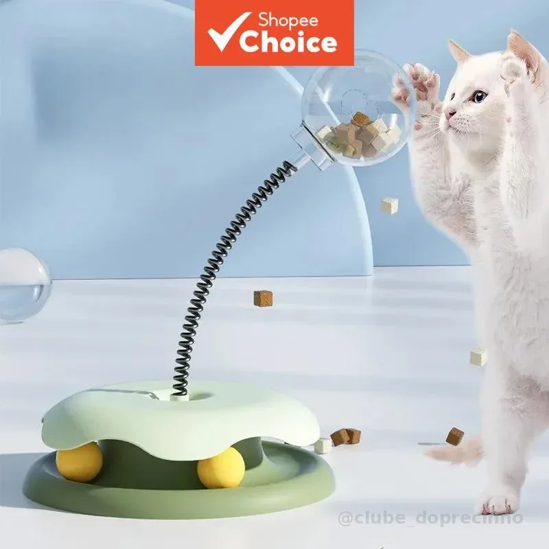 Bola Torre Brinquedo 2 em 1 para Gatos com Dispensador de Petiscos - Brincadeira Interativa