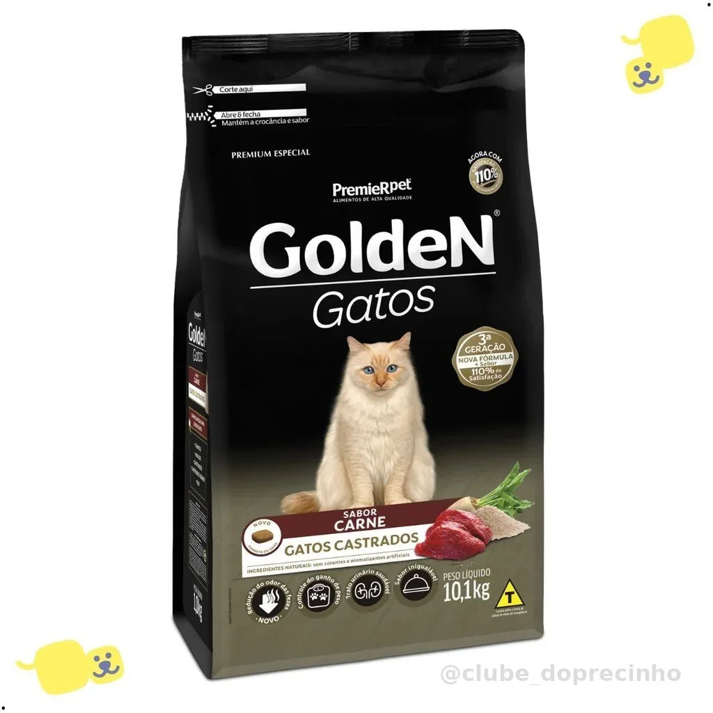 Ração Gato Castrado Golden Gatos Castrados 10 kg Ração Golden Gatos Castrados Ração Gato 10kg Carne