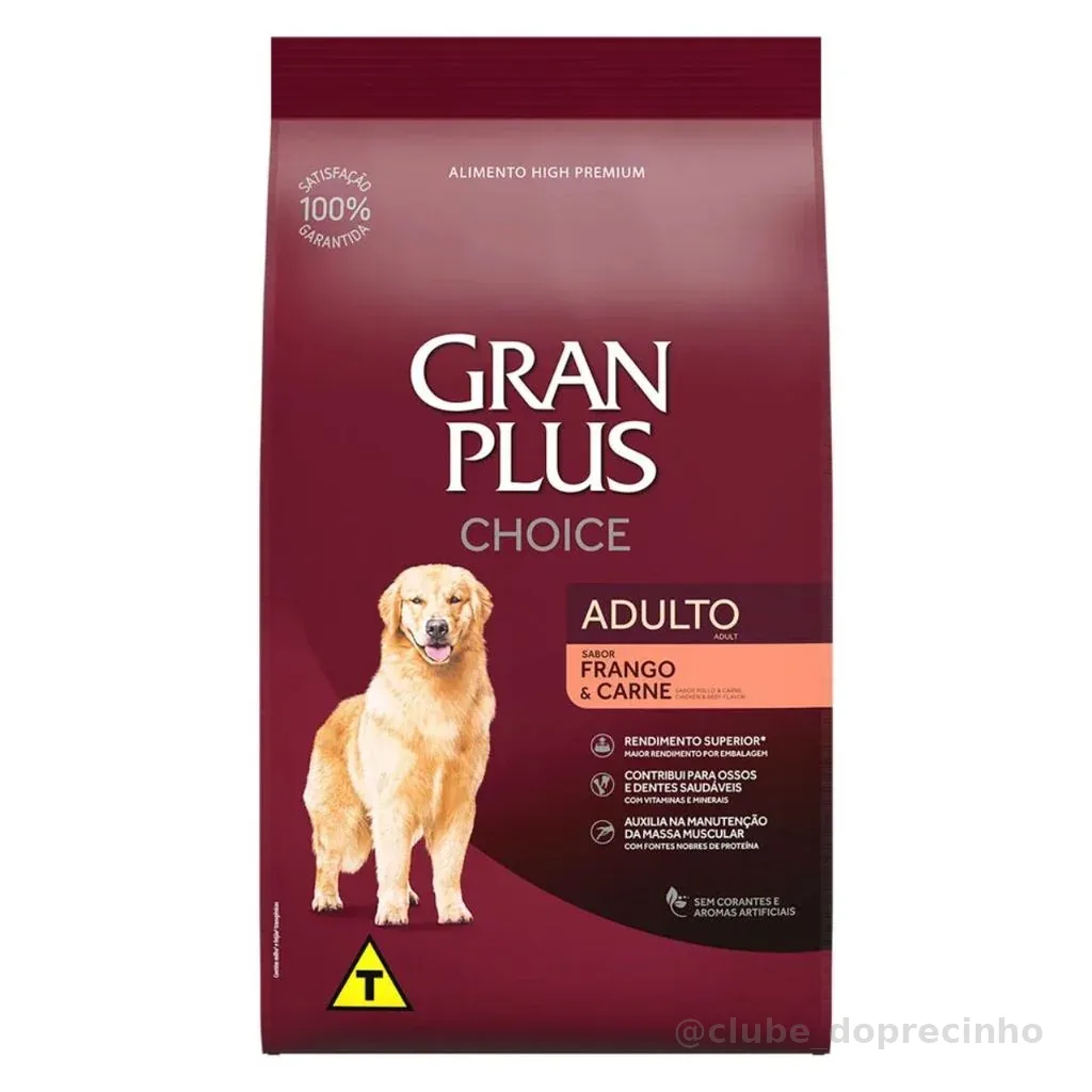 Ração GranPlus Choice Cães Adultos Sabor Frango e Carne 20Kg