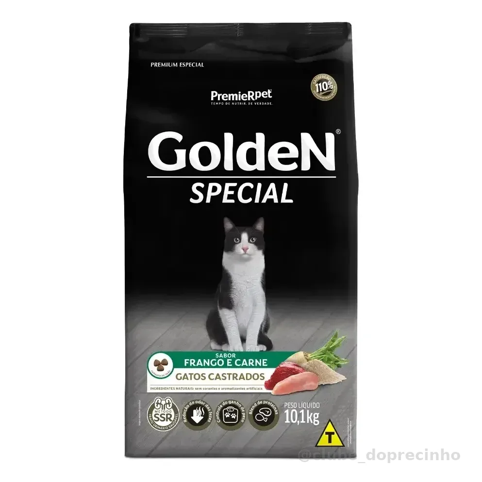 Alimento Golden Special Gatos Castrados Sabor Frango E Carne 10.1 Kg