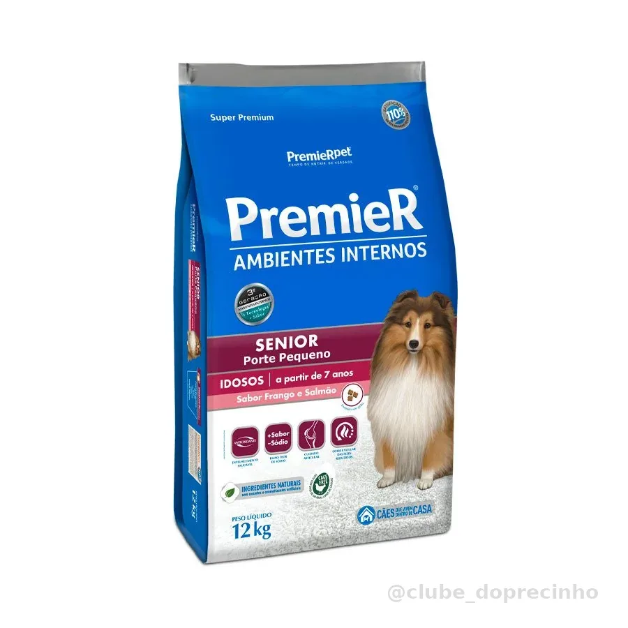 Ração Premier Ambientes Internos Para Cães Sênior Raças Pequenas 12 kg