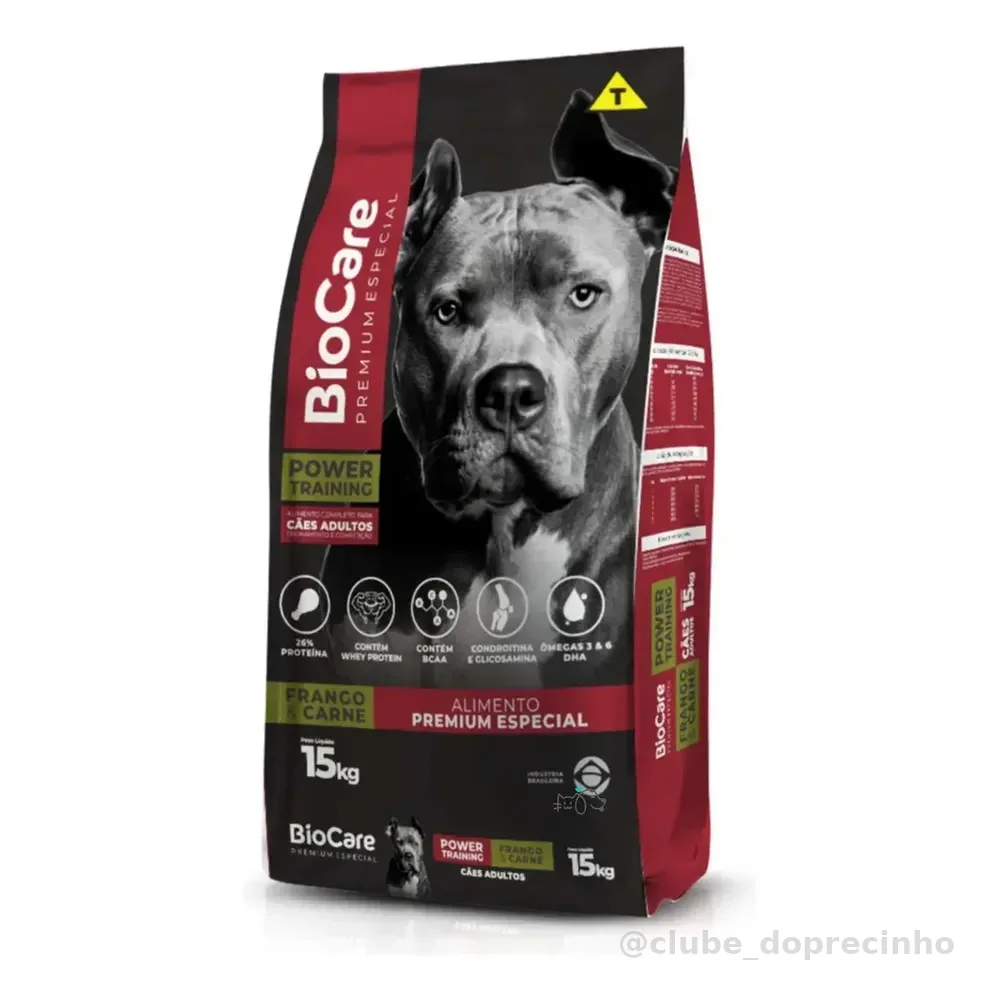 Ração Cachorro Adulto Premium 15kg Power Training 26% Proteína Frango E Carne