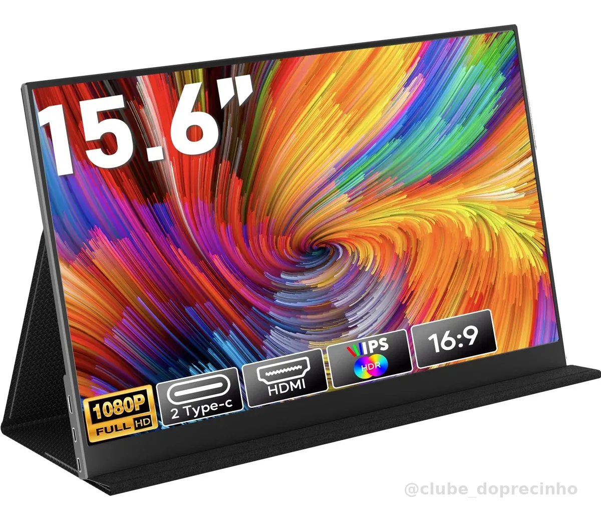 Armazém Brasil, Monitor Portatil 15,6'', FHD 1080P Monitor Portátil Conectado Com USB C Dupla/HDMI, IPS Extensor De Tela para Notebook com VESA e Funda Inteligente magnético, Plug and Play