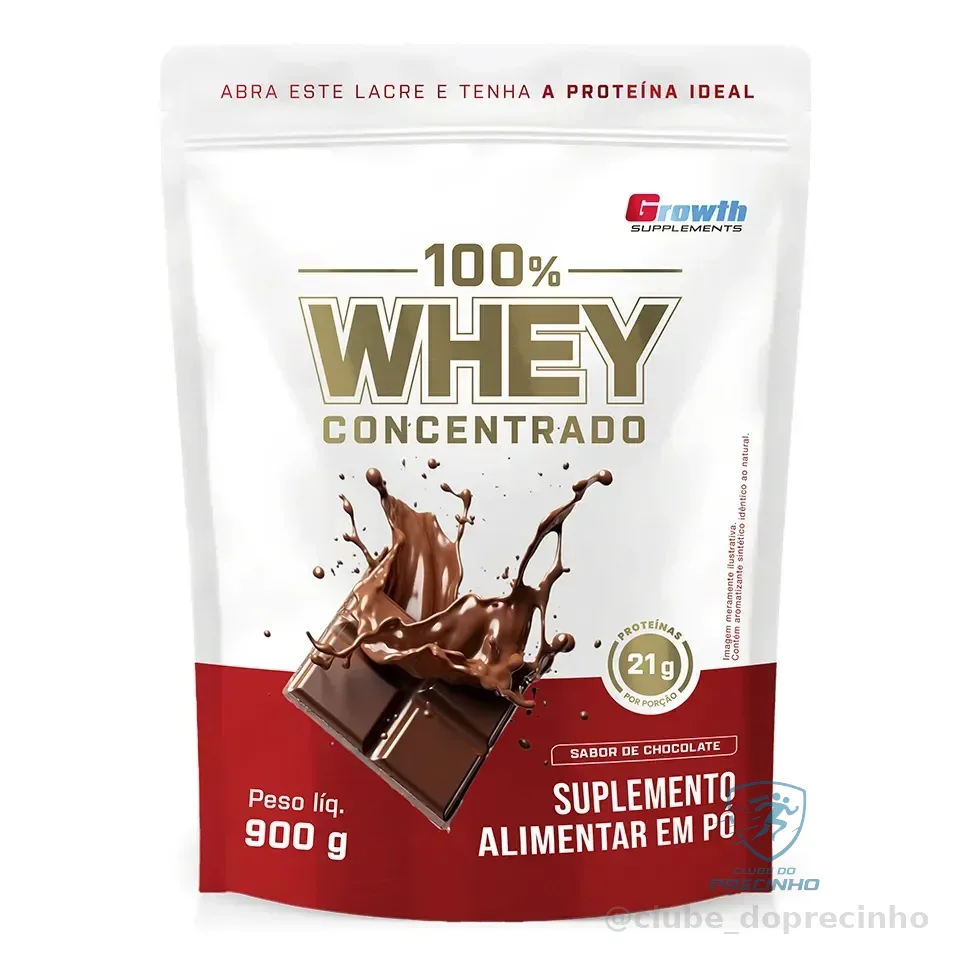 100% Whey Concentrado 900g Growth Supplements Chocolate