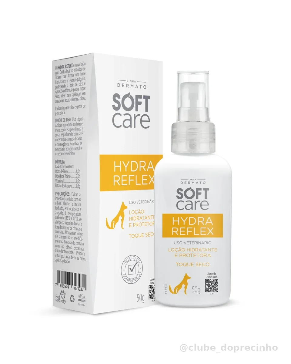Soft Care Hydra Reflex Bloqueador Solar 50g cães e gatos Pet Society