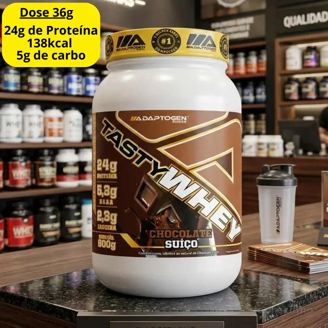 Suplemento Tasty Whey 3w Gourmet Whey Protein Adaptogen Science Pote 900g Sabor Chocolate Suiço
