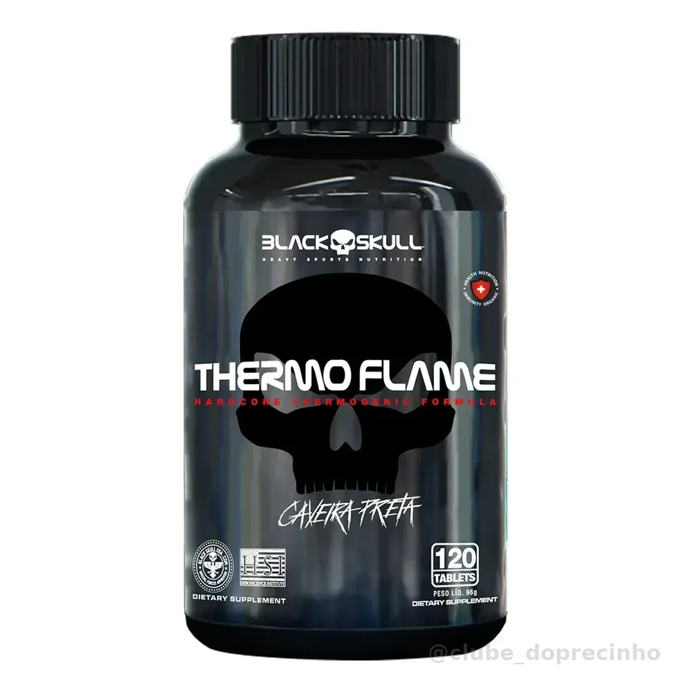 Termogênico Em Cápsula Black Skull Thermoflame Em Pote De 96g 120 Caps Sem Sabor