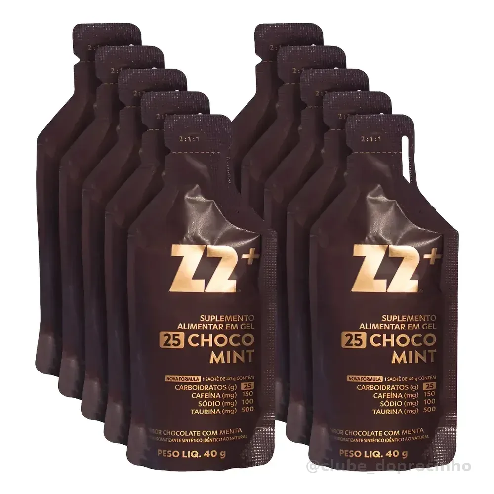 Energy Gel Z2+ Choco Mint Box 10 Unidades Sachê 40g Choco Menta
