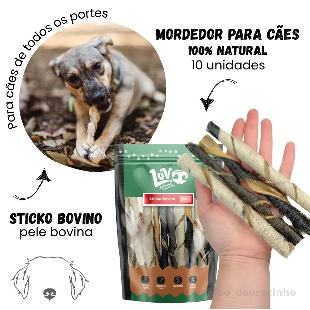 Sticko Bovino Palitinhos Mordedor Natural para Cães 10 unid - Luv