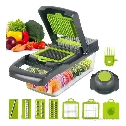 Cortador Fatiador Ralador Multiuso Cozinhaslicer Aço Laminas Verde/preto