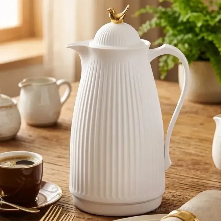 Garrafa Térmica De Café Laradore Bird - Branca E Dourada 1l Branca
