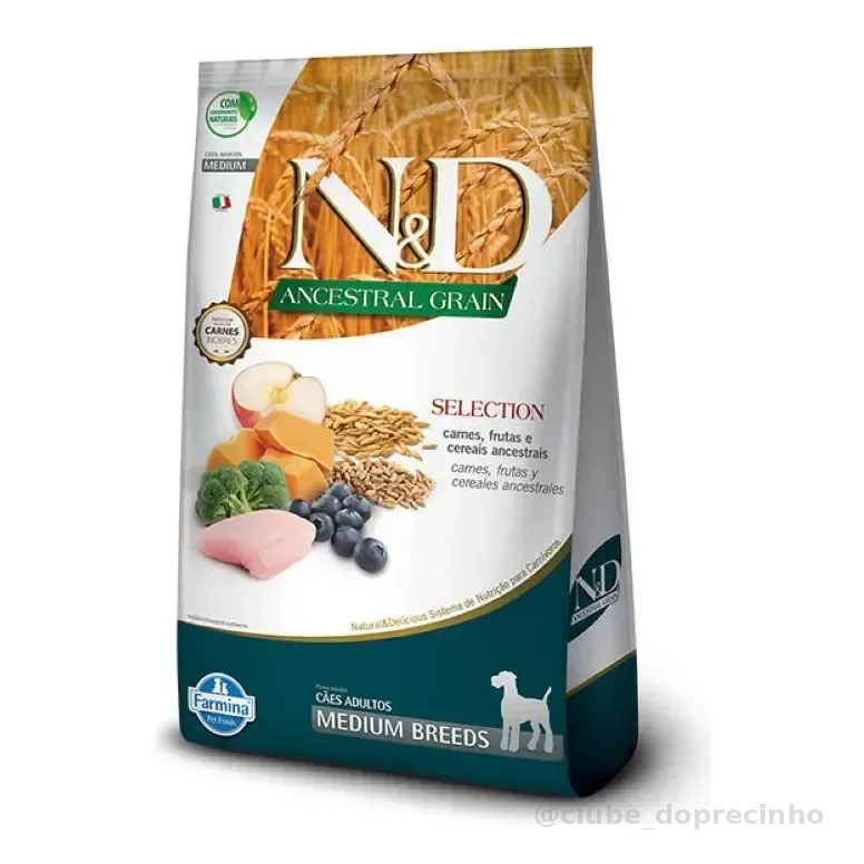 Ração Seca N&d Ancestral Selection Para Cães Adultos De Raças Médias 15 Kg
