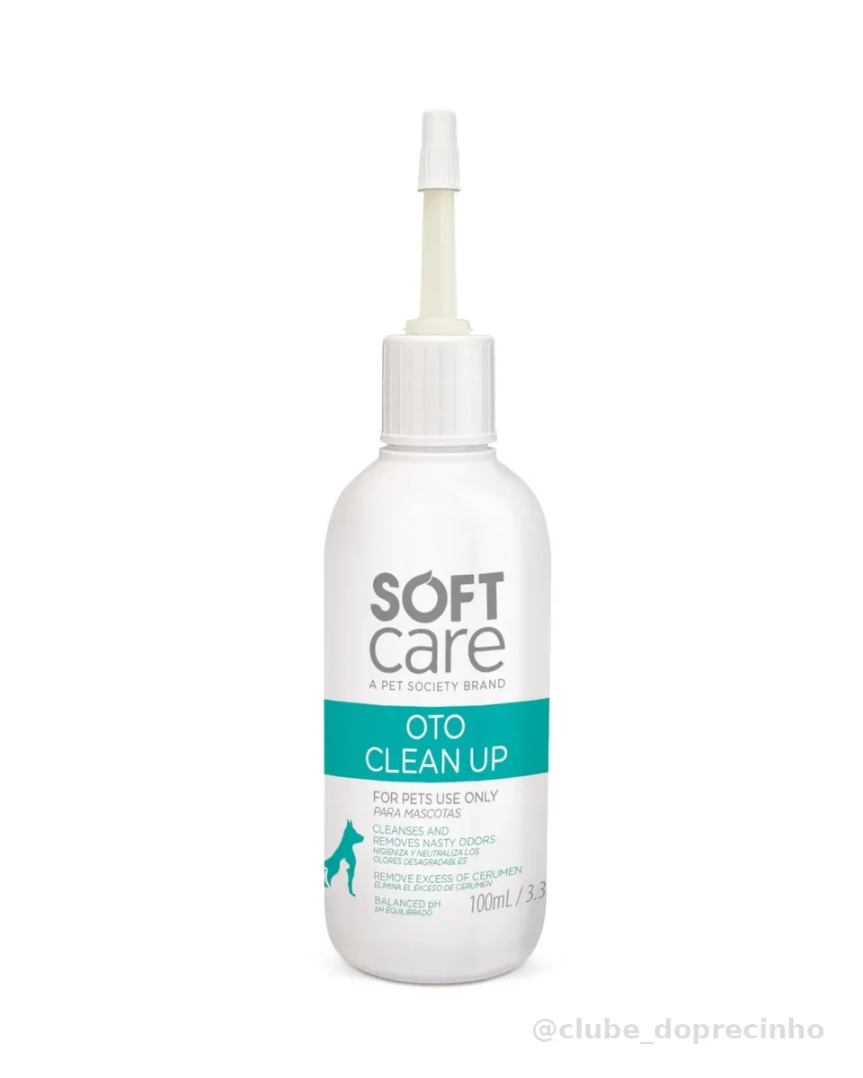 Soft Care Oto Clean Up Limpeza de Orelhas 100ml cães e gatos Pet Society