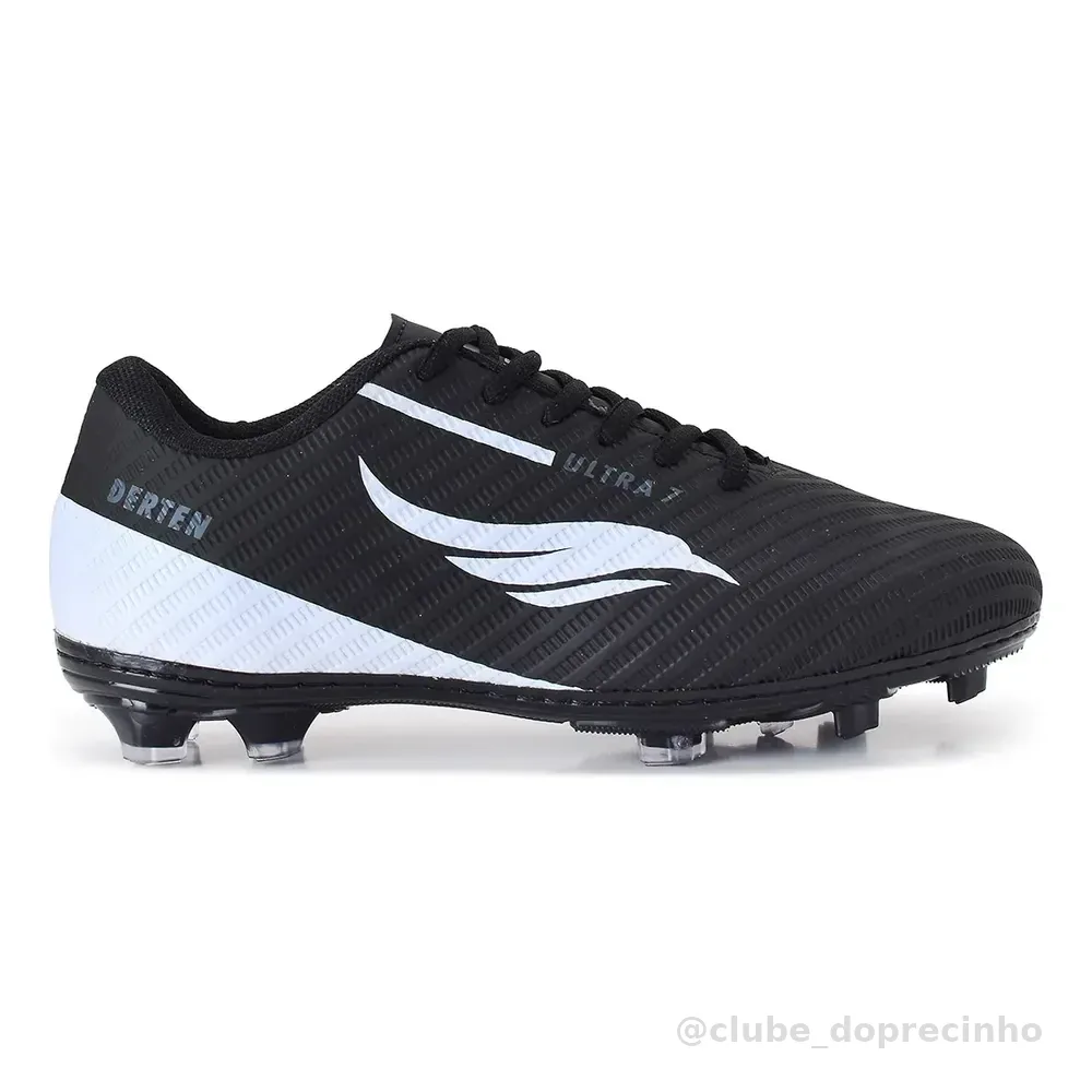 Chuteira Campo Derten Ultra 7 Trava Costurada Adulto Preto/branco 39 Br