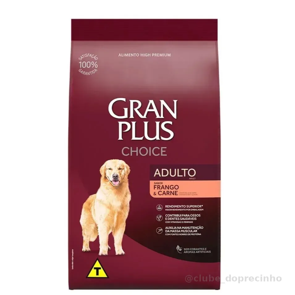 Ração GranPlus Choice Cães Adultos Frango e Carne 15 kg