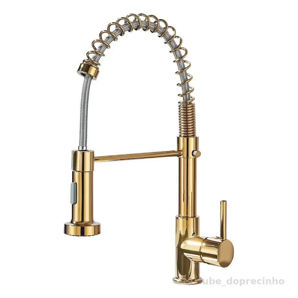 360° Torneira Cozinha Gourmet Misturador Ducha Duo Spray Dourado
