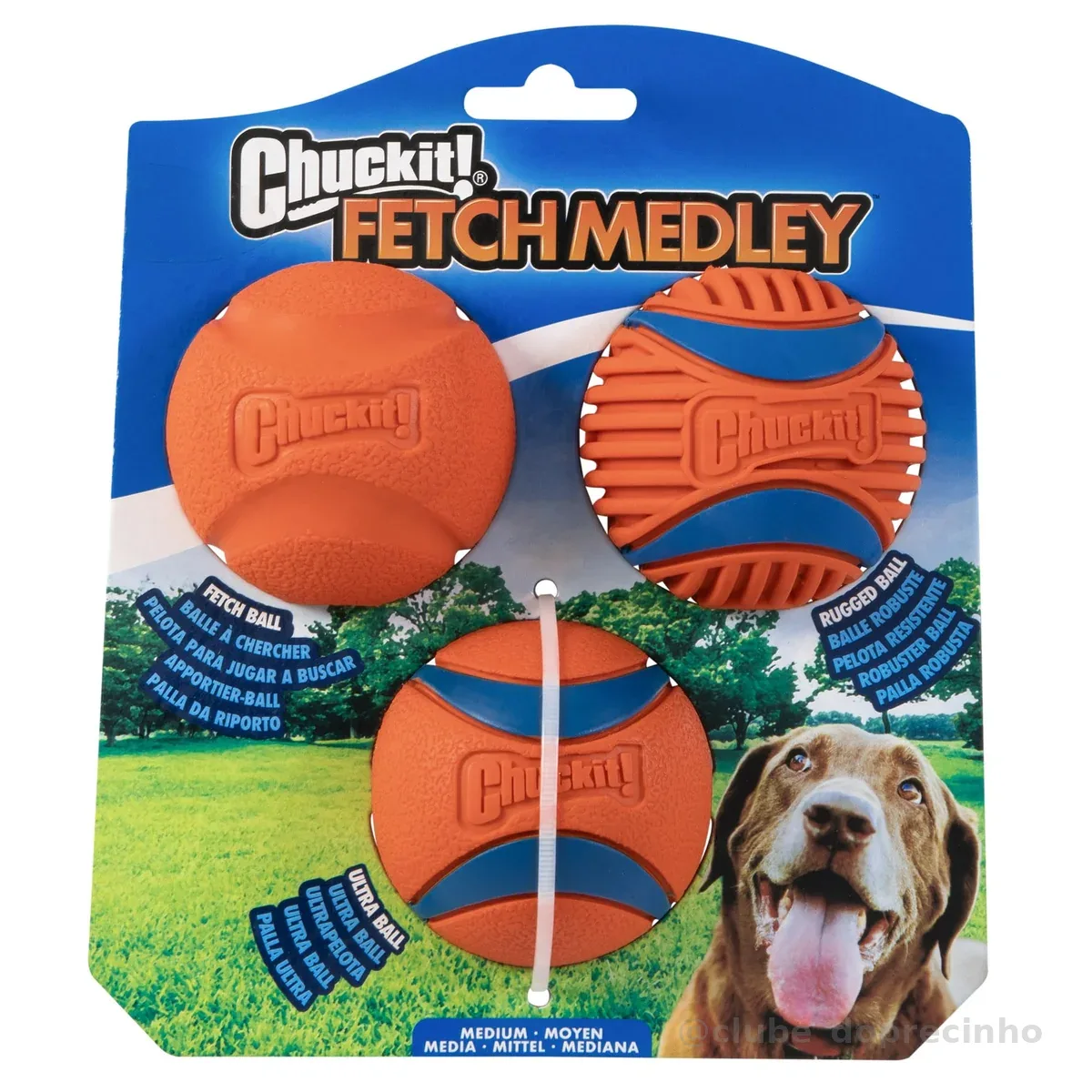 Chuckit! Fetch Ball Medley, médio, bola para cães, pacote com 3, bolas ultra, para pegar e resistentes incluídas