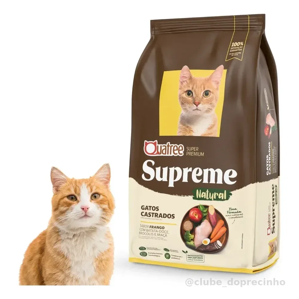 Ração Quatree Surpreme Gatos Castrados Sabor Frango 1kg + Nf